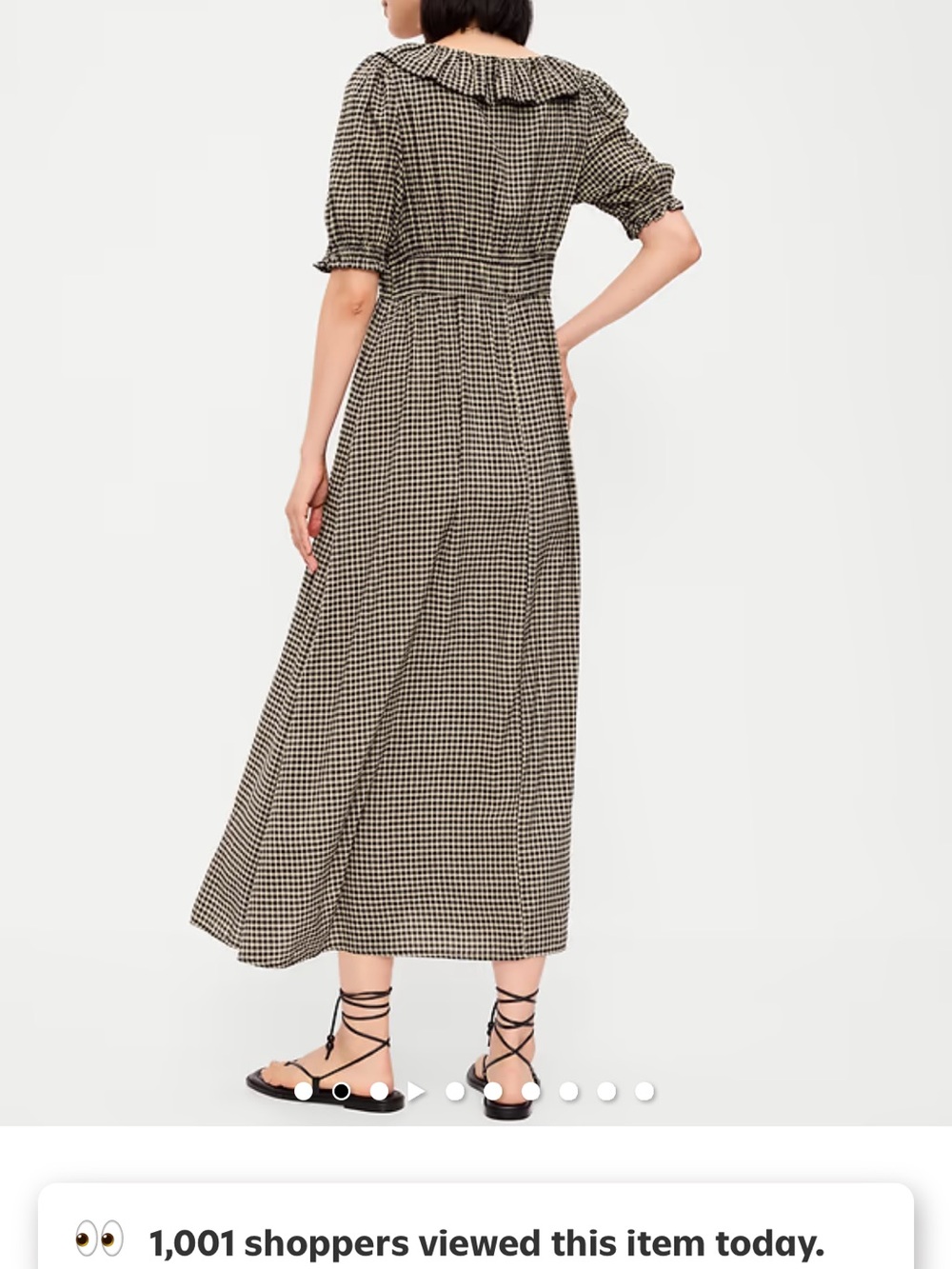 Petite S, Ruffle-Trim Boho Maxi  Dress — Black and Cream Small Plaid - Picture 5 of 5